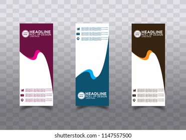 Roll up banner stand template design vector