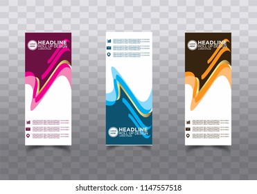 Roll up banner stand template design vector