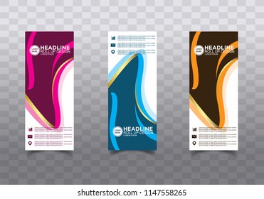 Roll up banner stand template design vector