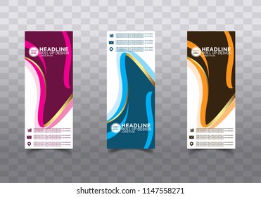 Roll up banner stand template design vector