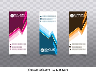 Roll up banner stand template design vector