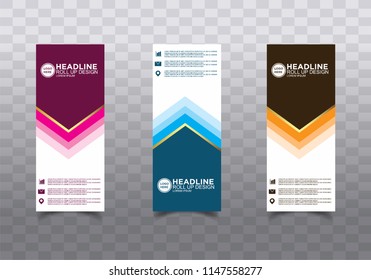 Roll up banner stand template design vector