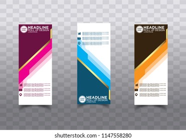 Roll up banner stand template design vector