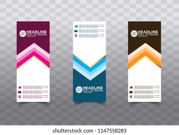 Roll up banner stand template design vector