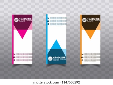 Roll up banner stand template design vector