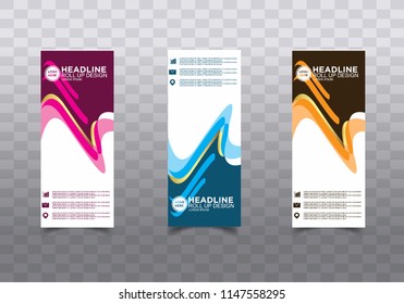 Roll up banner stand template design vector