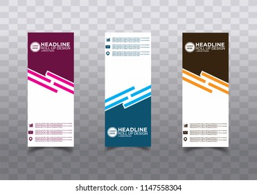 Roll up banner stand template design vector
