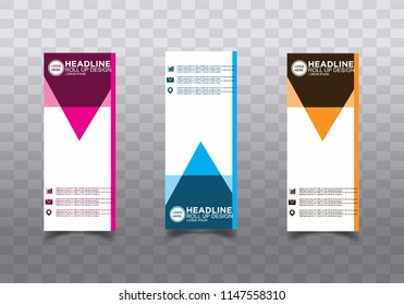 Roll up banner stand template design vector