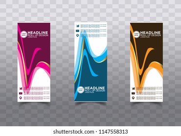 Roll up banner stand template design vector