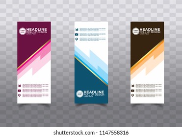 Roll up banner stand template design vector