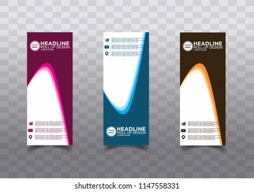 Roll up banner stand template design vector