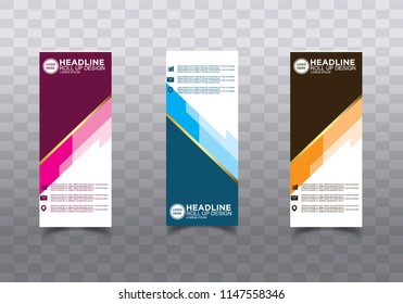 Roll up banner stand template design vector