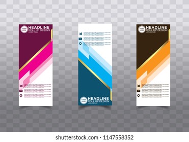 Roll up banner stand template design vector