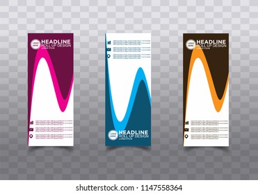 Roll up banner stand template design vector