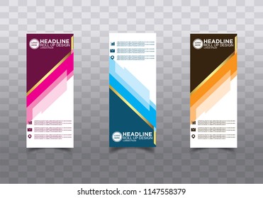 Roll up banner stand template design vector