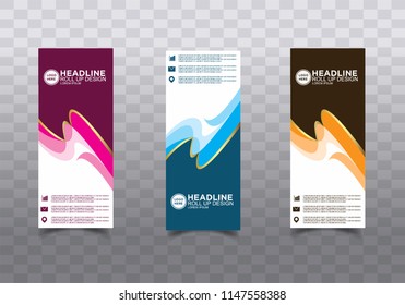 Roll up banner stand template design vector