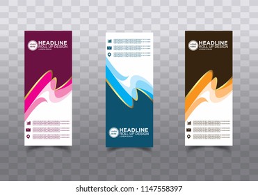 Roll up banner stand template design vector