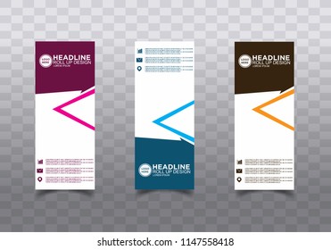 Roll up banner stand template design vector