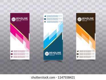 Roll up banner stand template design vector
