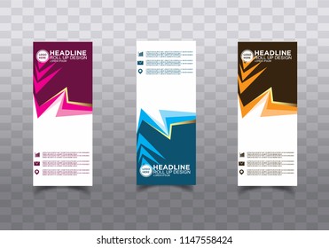 Roll up banner stand template design vector