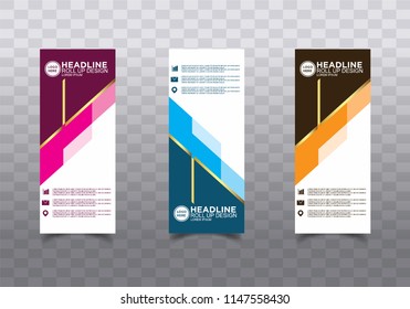 Roll up banner stand template design vector