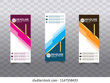 Roll up banner stand template design vector