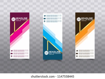 Roll up banner stand template design vector