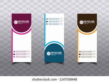 Roll up banner stand template design vector