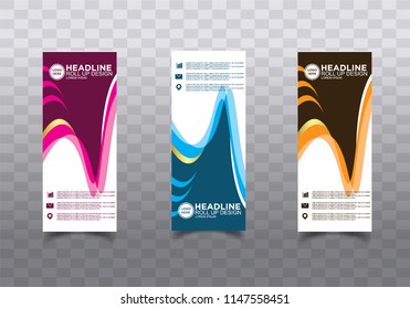 Roll up banner stand template design vector