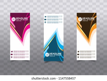 Roll up banner stand template design vector