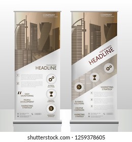 Roll up banner stand template design, ABSTRACT city banner layout, advertisement, pull up, vector illustration, business flyer, display, x-banner, flag-banner, infographics, presentation