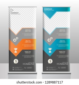 Roll up banner stand template design, ABSTRACT banner layout, advertisement, pull up, vector illustration, business flyer, display, x-banner, flag-banner, infographics, presentation