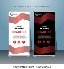 Roll Up Banner Stand Template Design. Modern Standing Banner Business Concept Design.