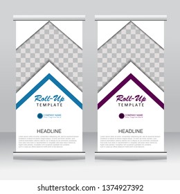 Roll up banner stand template design. Modern template design.