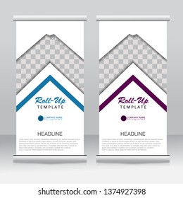 Roll up banner stand template design. Modern template design.