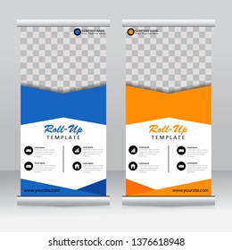 Roll up banner stand template design. Modern template design.