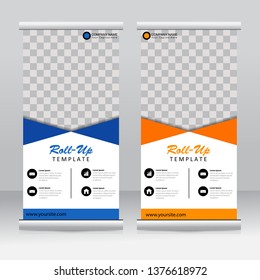 Roll up banner stand template design. Modern template design.