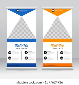 Roll up banner stand template design. Modern template design.