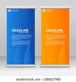 Roll up banner stand template design. Vertical banner template. Vector illustration.