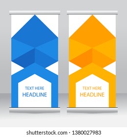 Roll up banner stand template design. Vertical banner template. Vector illustration.