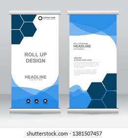 Roll up banner stand template design. Vertical banner template. Universal stand for conference, seminar, exhibitions, promo banner vector background. Modern publication x-banner and flag-banner.