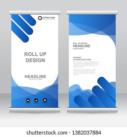 Roll up banner stand template design. Vertical banner template. Universal stand for conference, seminar, exhibitions, promo banner vector background. Modern publication x-banner and flag-banner.