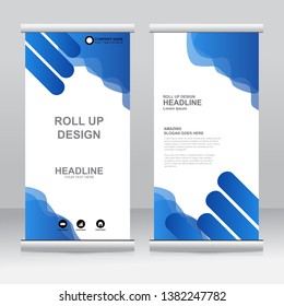 Roll up banner stand template design. Vertical banner template. Universal stand for conference, seminar, exhibitions, promo banner vector background. Modern publication x-banner and flag-banner.