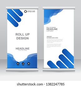Roll up banner stand template design. Vertical banner template. Universal stand for conference, seminar, exhibitions, promo banner vector background. Modern publication x-banner and flag-banner.