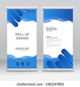Roll up banner stand template design. Vertical banner template. Universal stand for conference, seminar, exhibitions, promo banner vector background. Modern publication x-banner and flag-banner.