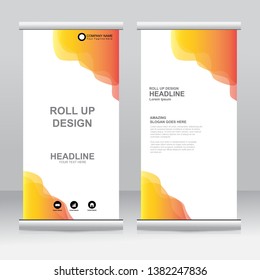 Roll up banner stand template design. Vertical banner template. Universal stand for conference, seminar, exhibitions, promo banner vector background. Modern publication x-banner and flag-banner.