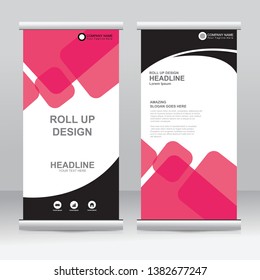 Roll up banner stand template design. Vertical banner template. Universal stand for conference, seminar, exhibitions, promo banner vector background. Modern publication x-banner and flag-banner.