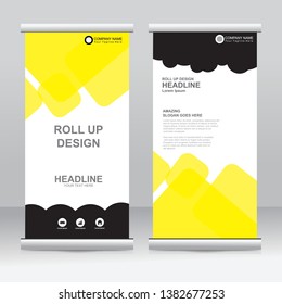 Roll up banner stand template design. Vertical banner template. Universal stand for conference, seminar, exhibitions, promo banner vector background. Modern publication x-banner and flag-banner.