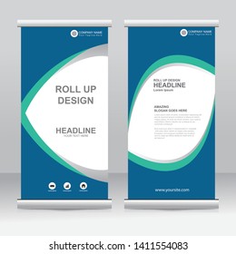 Roll up banner stand template design. Vertical banner template. Universal stand for conference, seminar, exhibitions, promo banner vector background. Modern publication x-banner and flag-banner.