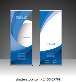 Roll up banner stand template design, for brochure, flyer, infographics. modern advertising. vector illustration